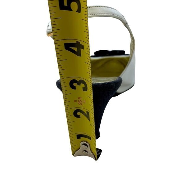 Saks Fifth Avenue Fenton Last Slingback White Leather Black Bow 8 Vintage - Picture 8 of 12